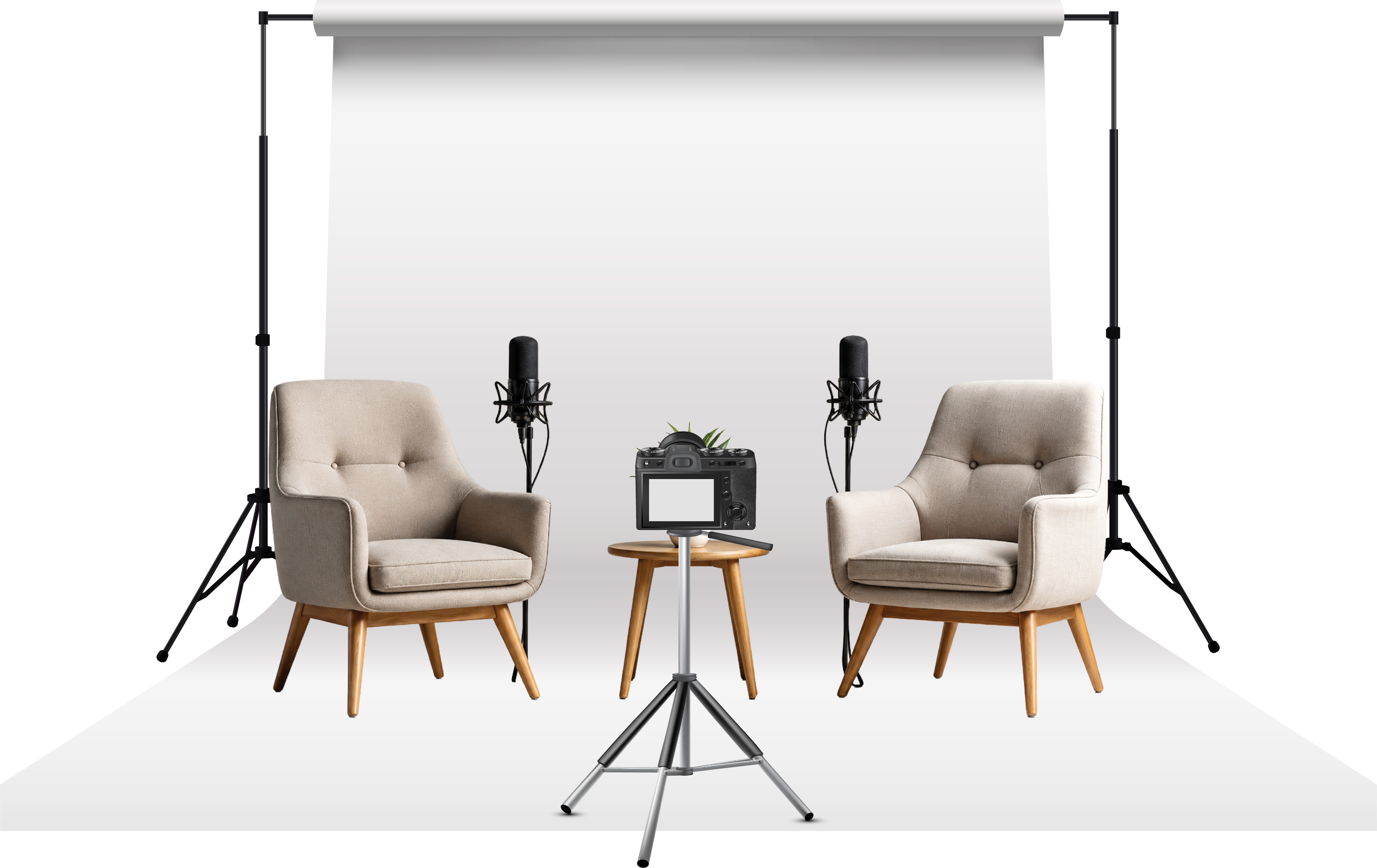 Premium podcast studio chair and microphone in Calicut