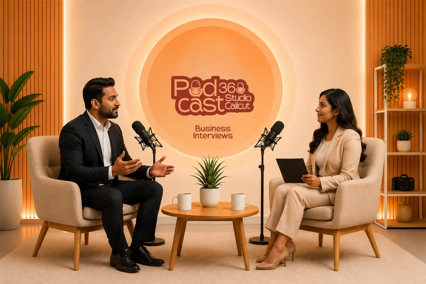 Business interview podcast setup